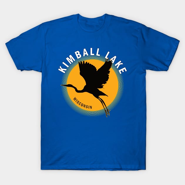 Kimball Lake in Wisconsin Heron Sunrise T-Shirt by BirdsEyeWorks